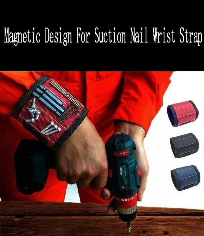 Magnetic Wrist with Strong Holds Screws Nails Drill Bit Storage Organizer Support Band Repair Magnetic Tools Bag Bracelet Gift