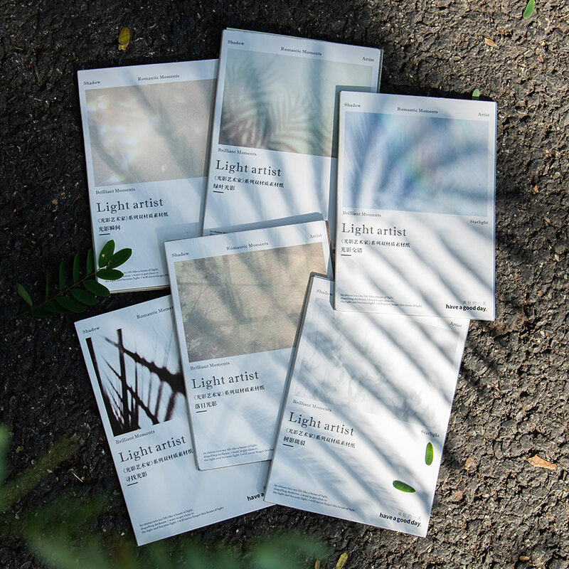 Bloc de notas de papel para mensajes, paquete de material de simplicidad creativa, serie de artistas de luz y sombra, 6 paquetes por lote