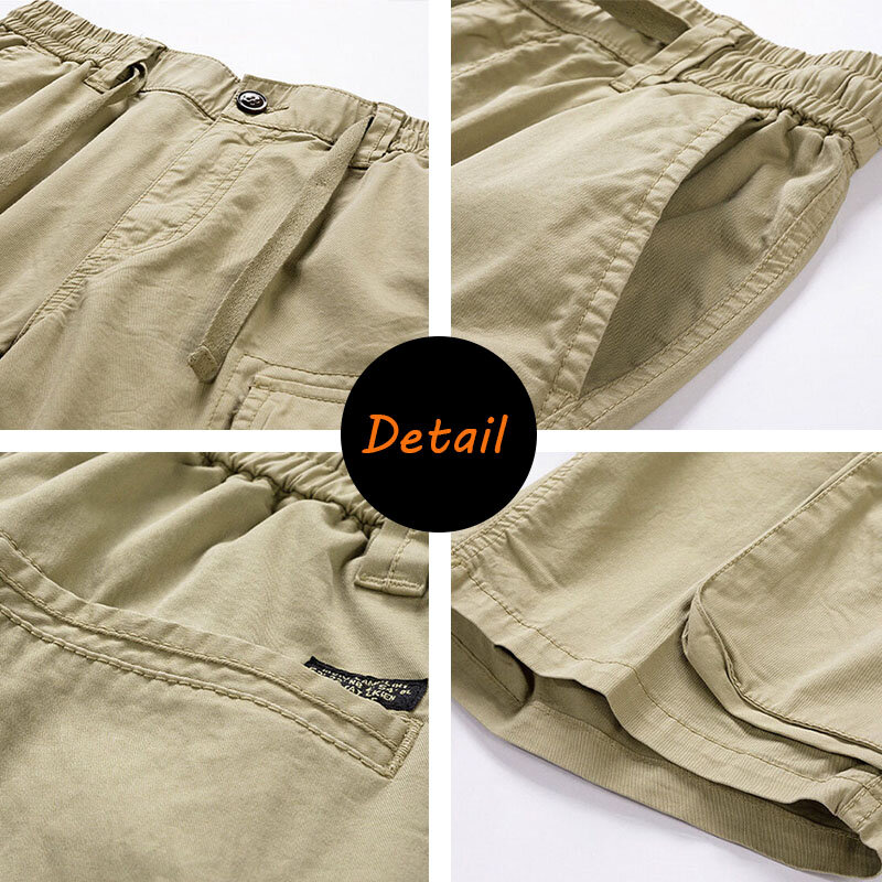 Pantalones cortos de algodón para hombre, Bermudas informales con múltiples bolsillos, moda de primavera y verano, novedad
