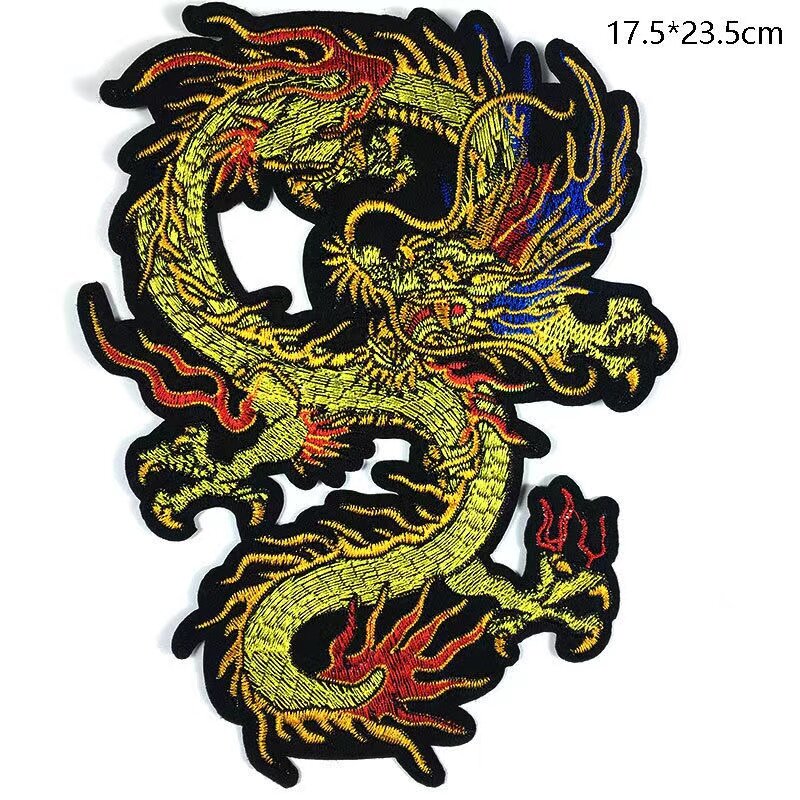 Patch adhésif de dos de broderie de dragon, autocollant de friture, Hanfu Qipao d'or, accessoires de style chinois haut de gamme, cinq griffes