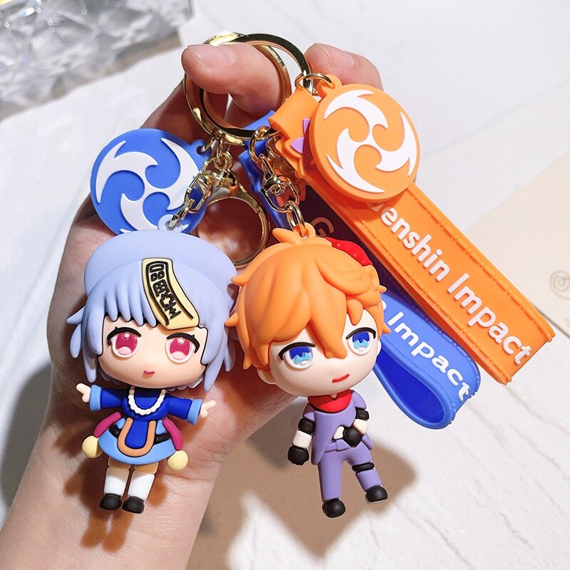 Game Genshin Impact Xiao New Cosplay 3D PVC Printed Anime Fashion Character Keychain Halloween Accessories Christmas Gifts