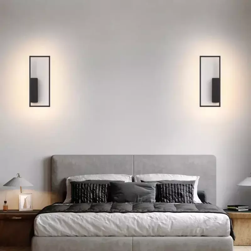 Moderna semplice lungo quadrato comodino lampada da parete corridoio corridoio portico lampada da parete netto rosso camera da letto soggiorno scala applique lampada