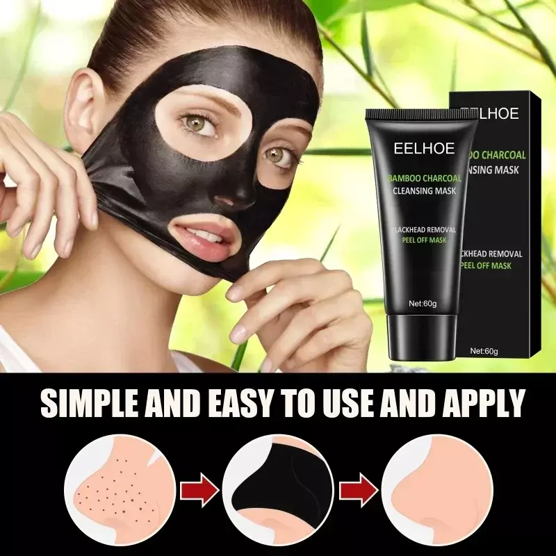 Бамбуковая маска-пилинг для удаления черных точек и акне, маска T-zone для контроля жирности, глубокое очищение, сужение пор, накладка на лицо для размазывания носа