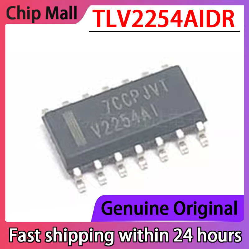 TLV2254AIDR-AMPLIFICADOR Original, dispositivo con pantalla impresa, V2254AI SOP14 SMT, dispositivo de bajo ruido, IC, 5 piezas