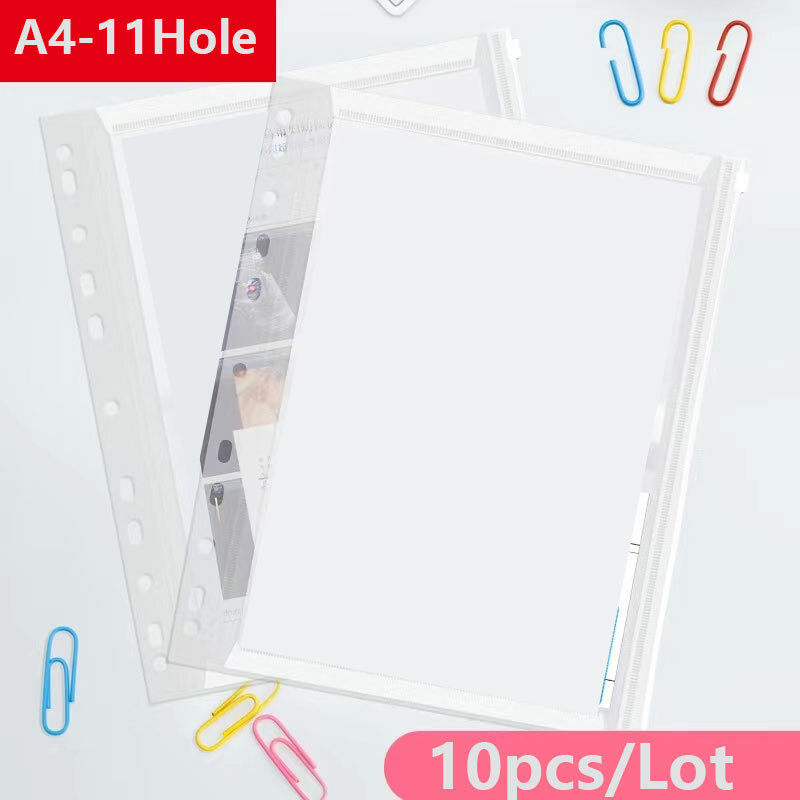 10Pcs/Lot A4 Size Plastic Envelope Zipper Pouch Document Bag Transparent Button PP File Bag Closure Office Folders Organizer