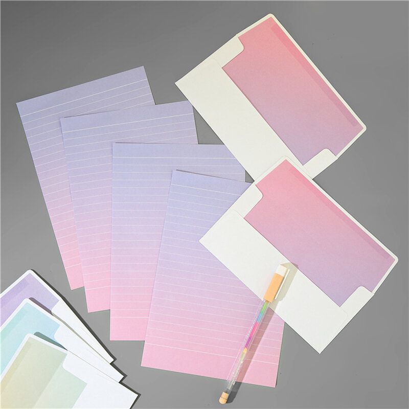 10 buah/lot 8*17.5cm Set surat amplop warna gradien untuk undangan pernikahan terima kasih tas penyimpanan kartu pos alat tulis bisnis