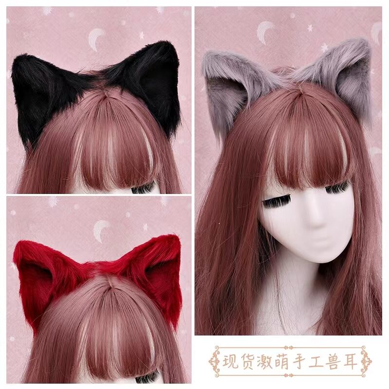 Orelhas de gato anime lolita acessórios de cabelo orelhas cosplay kawaii peruca gothic headdress lolita acessórios orelhas de gato cabeça banda