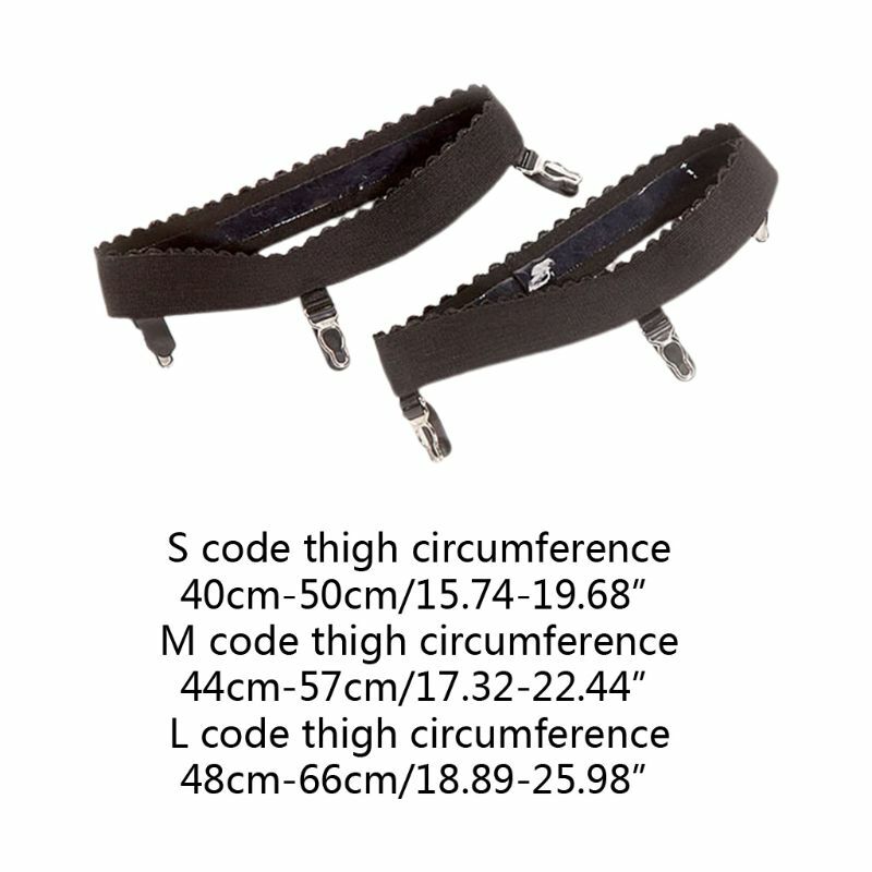 F42f 2 unidades/p feminino sexy elástico antiderrapante perna liga cinto anel coxa alta meia suspensórios com 3 clipes fantasia