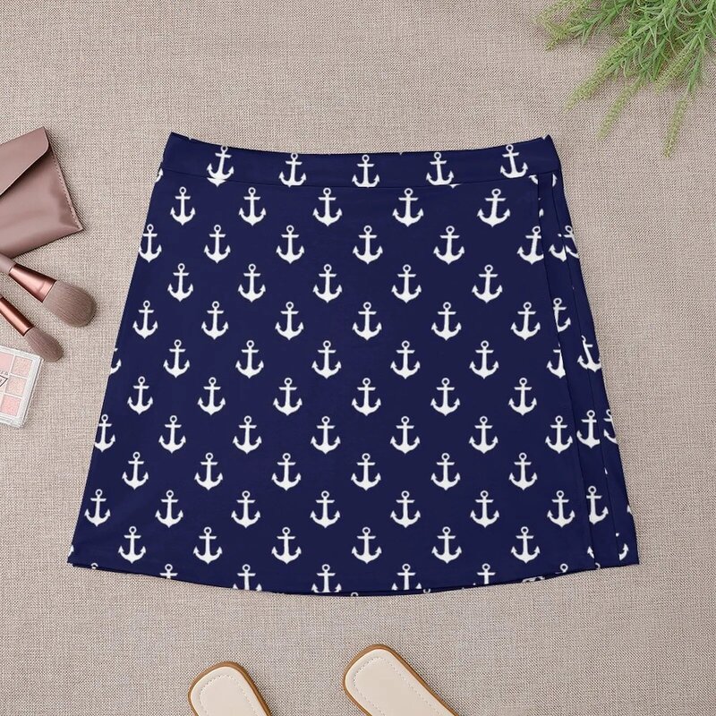 Mini-saia feminina com padrão de âncora náutica, roupas estilo coreano, roupas femininas, verão, novo, 2023