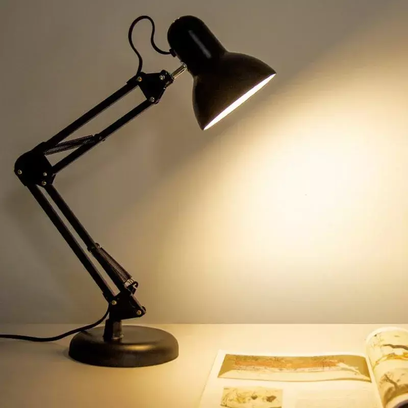 Lampa biurkowa LED z długim ramieniem w stylu amerykańskim, pracująca ochrona oczu, składane podświetlenie teleskopowe na żywo