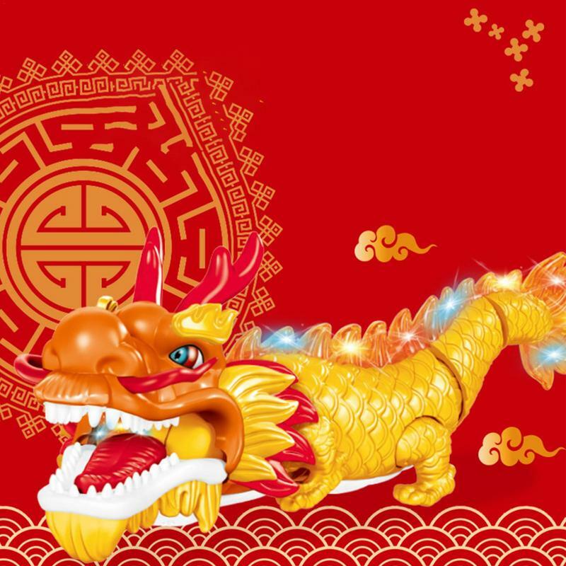 Brinquedo dragão elétrico para crianças, dragão ambulante com luz e música, mascote para o festival da primavera, presente de ano novo 2024