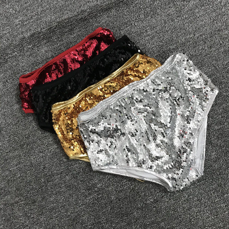 Glossy Sequin Gold Women's Sexy Party Club Shorts Lady Dance Glitter Slim Bottoms Chic Plus Size Short Pants