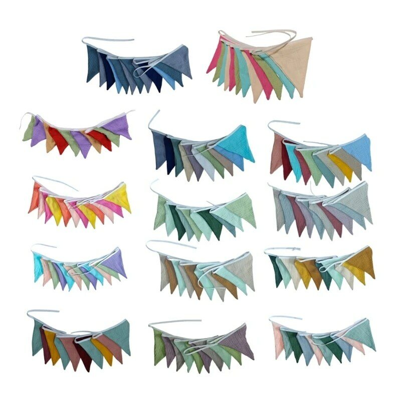 Decorative Flags Cotton Pennant Children Room Bunting Cotton Bunting for Newborn Baby Photography Room Decoration