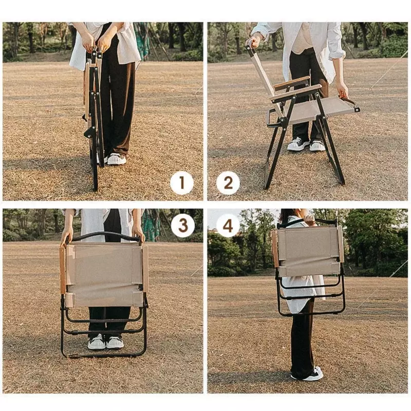 Chaise pliante noire portable pour pique-nique, camping en plein air, 2 pièces