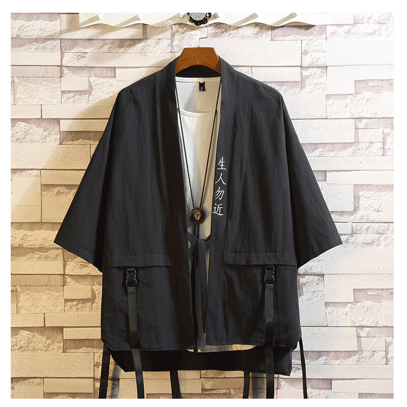 Японская мода, мужские Taoist халаты Techwear, Повседневный Кардиган с коротким рукавом, рубашка для женщин, летняя тонкая одежда в стиле Харадзюку, одежда в стиле панк