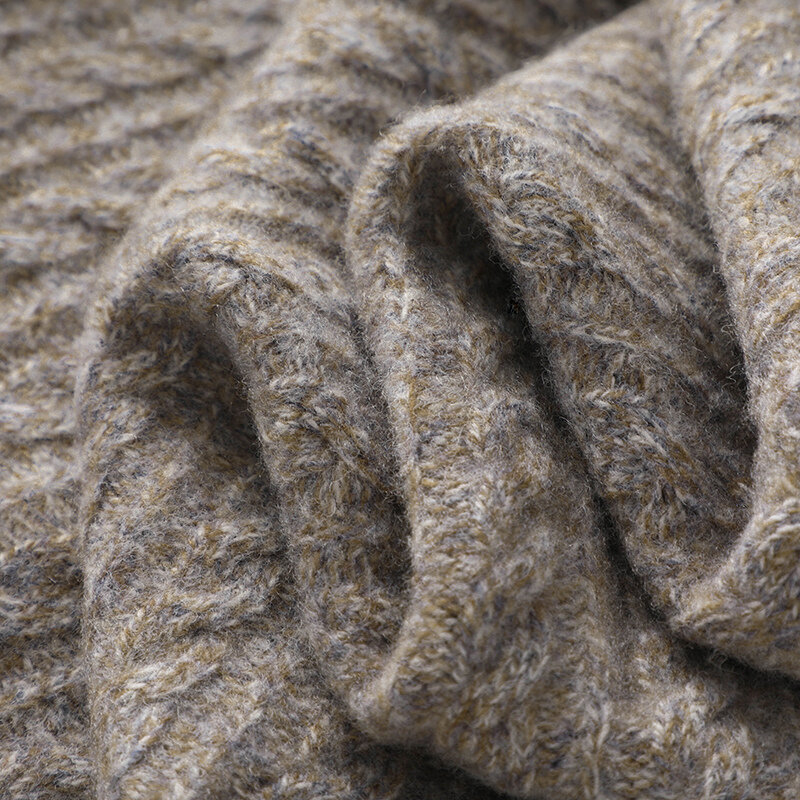 Neuer 100 reiner Woll pullover für Herren Herbst und Winter Rundhals ausschnitt verdrehte Blume verdickte Mode einfarbig schönen Pullover