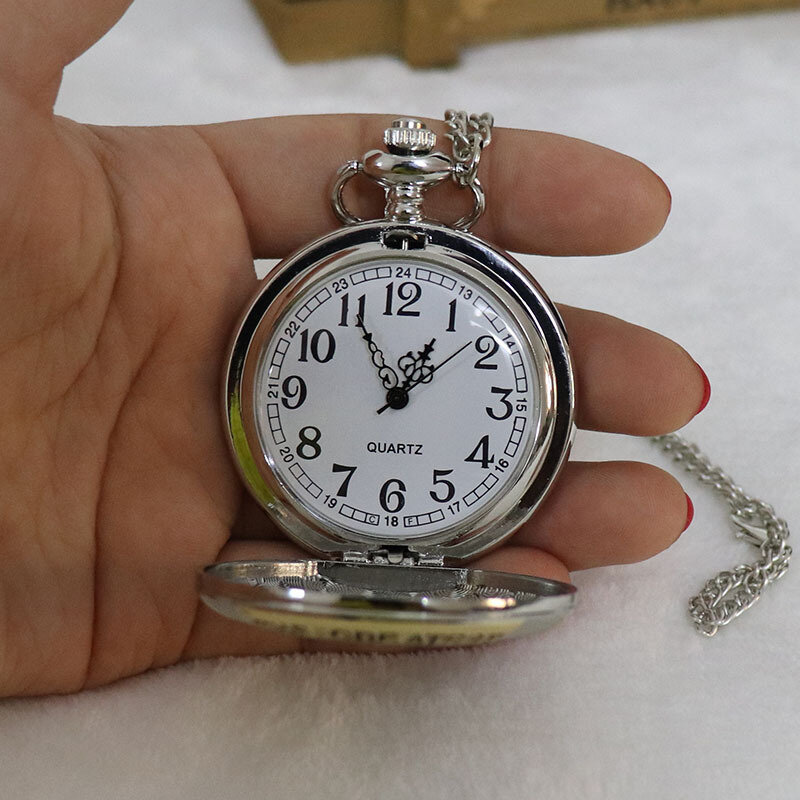 ساعة جيب كوارتز ريترو للرجال ، قلادة فاخرة ، هدايا ذهبية وفضية ، أفضل أب