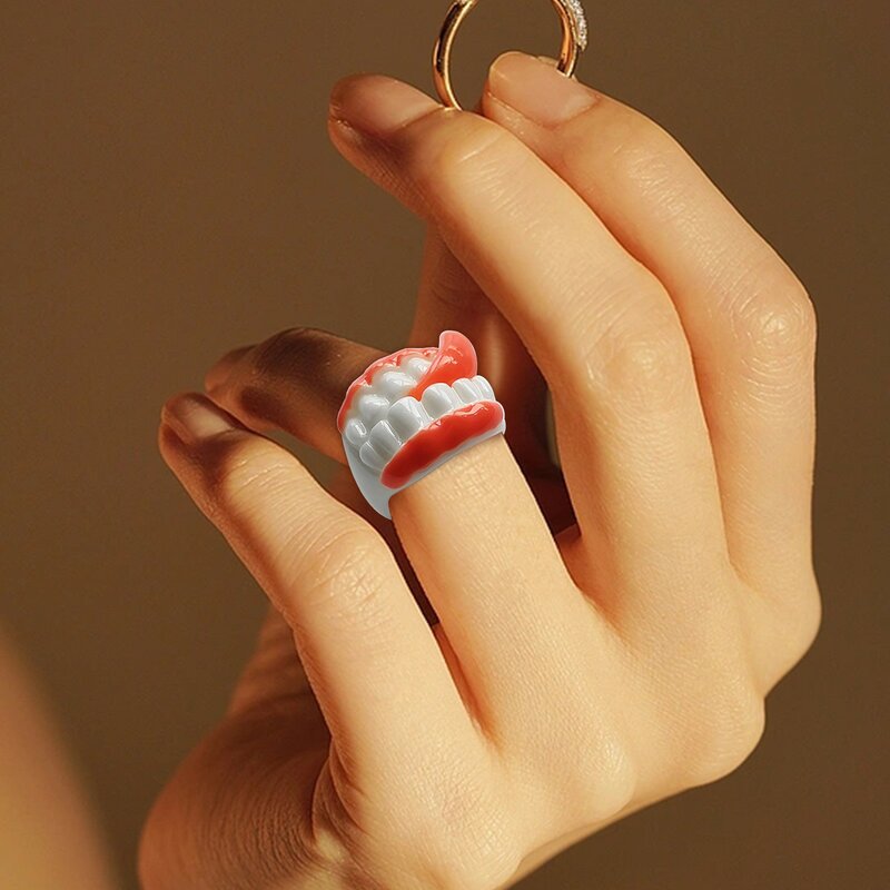 الإبداعية البديل خاتم الأسنان اللسان شكل الكرتون البلاستيك حلقة مناسبة للبنين خواتم مجموعة للرجال القلب خواتم للفتيات في سن المراهقة