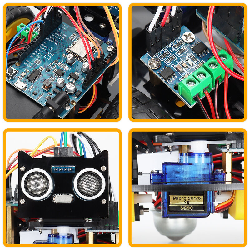 Kit de coche Robot inteligente 2WD, placa Wifi para Control Arduino por módulo ultrasónico móvil, Kit de entrenamiento, ESP8266, ESP-12E, D1, nuevo