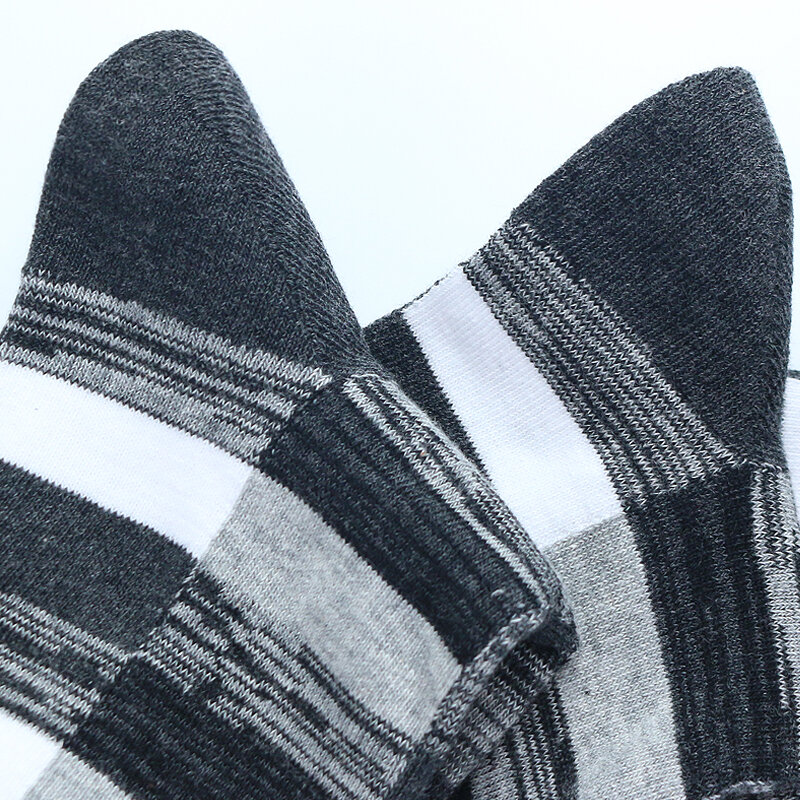 Calcetines de vestir a rayas para hombre, medias de algodón peinado de alta calidad, informales, transpirables, color negro, talla grande, 5 pares