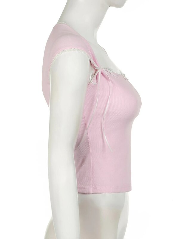 IAMSURE-Camiseta corta ajustada con cuello cuadrado para mujer, ropa de calle a la moda, de verano, 2024