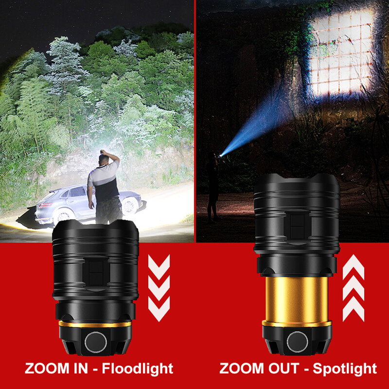 Linterna frontal LED XHP360 de 36 núcleos, recargable por usb 18650, resistente al agua, con zoom, para acampada y Pesca