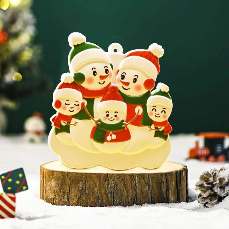 귀여운 가족 눈사람 행잉 펜던트 선물, 아크릴 만화 크리스마스 장식, 산타 클로스 크리스마스 장식, 파티