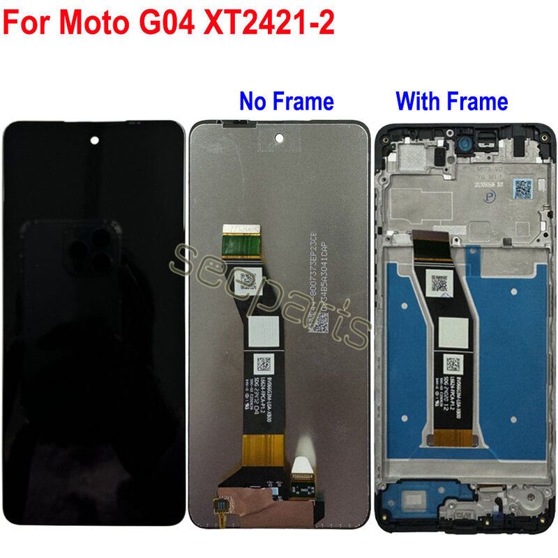 모토로라 모토 G04 XT2421-2 LCD 디스플레이 터치 패널 디지타이저 어셈블리 스크린, 모토 G24 XT2423-2 LCD 프레임 포함, 6.56 인치