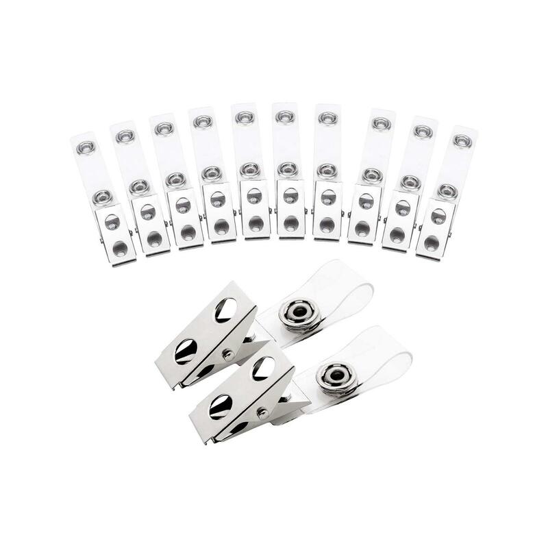 100 Pieces Metal ID Clips Clear ID Clips for Work Badges ID Holders School