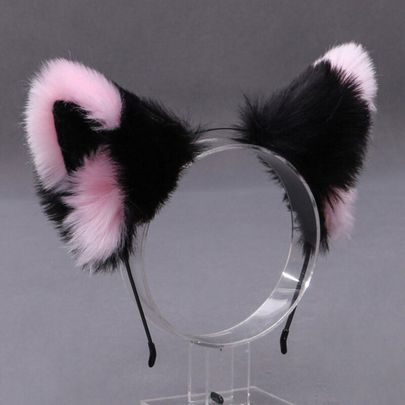 Искусственные кольца с лисьими кошачьими ушками для косплея, пушистая искусственная повязка на голову для женщин и девушек, аксессуары для волос
