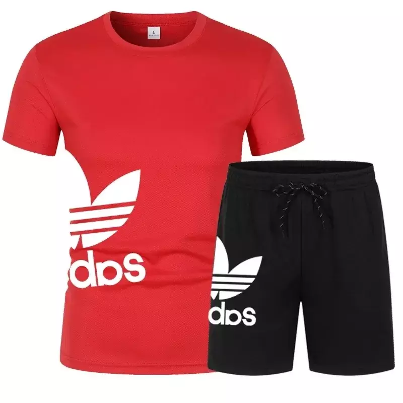 2024 nowa męska odzież sportowa kostium na lato męska strój do fitnessu strój sportowy koszulka z krótkim rękawem + szybkoschnące 2-częściowe szorty