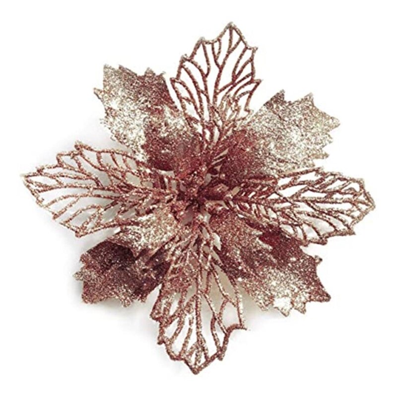 11 см Рождественский блестящий цветок Пуансеттия, декоративные рождественские елочные цветы для венков, украшения для свадебной
