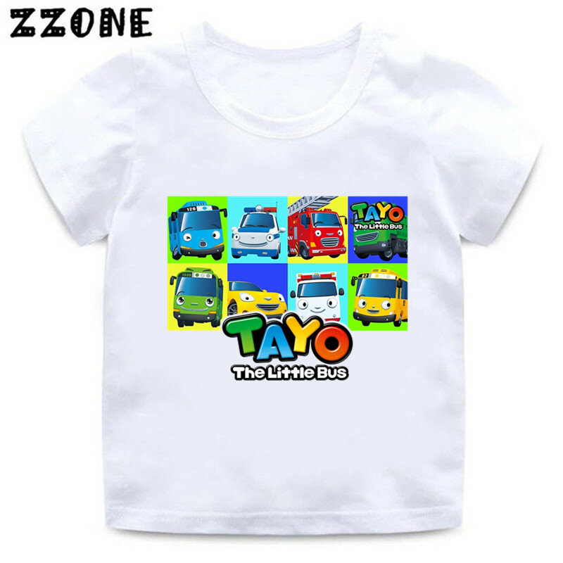 Camiseta de dibujos animados Tayo the Little Bus para niños, Ropa para Niñas, camiseta para bebés, Tops de manga corta para niños, ooo5837, gran oferta