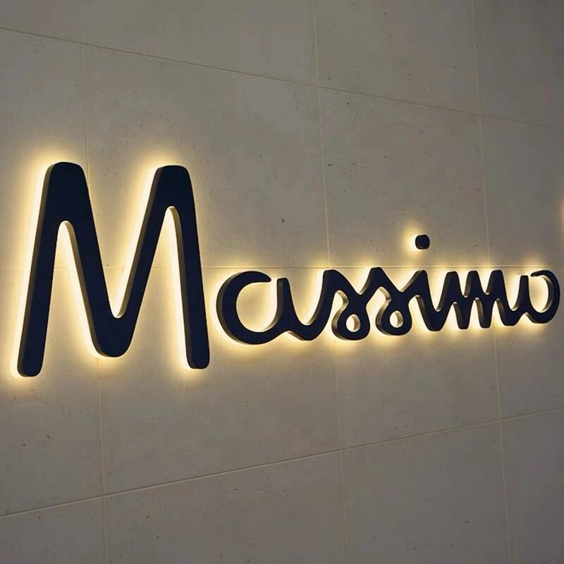 Letrero de canal acrílico con logotipo 3d, personaje de luz LED, decoración de pared interior al aire libre, letreros de tienda, letras
