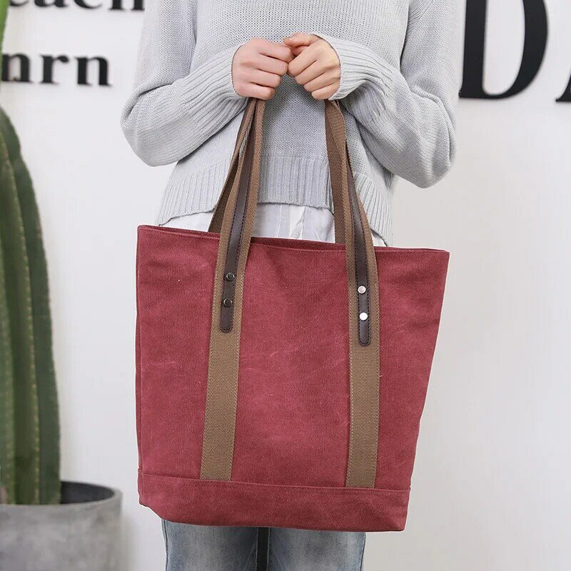 Canvas Tote Bag Shoulder Bag Large Capacity Leisure Travel Anti-Theft Fashion Wild Mommy Shopping Bag