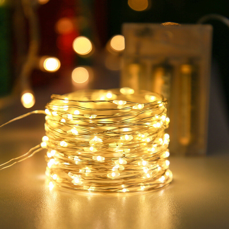LED Copper Wire String Luzes, Lâmpadas, Guirlanda, Bateria, Fadas Iluminação, Natal, Festa de Casamento, Feriado, Casa, Decoração do Quarto
