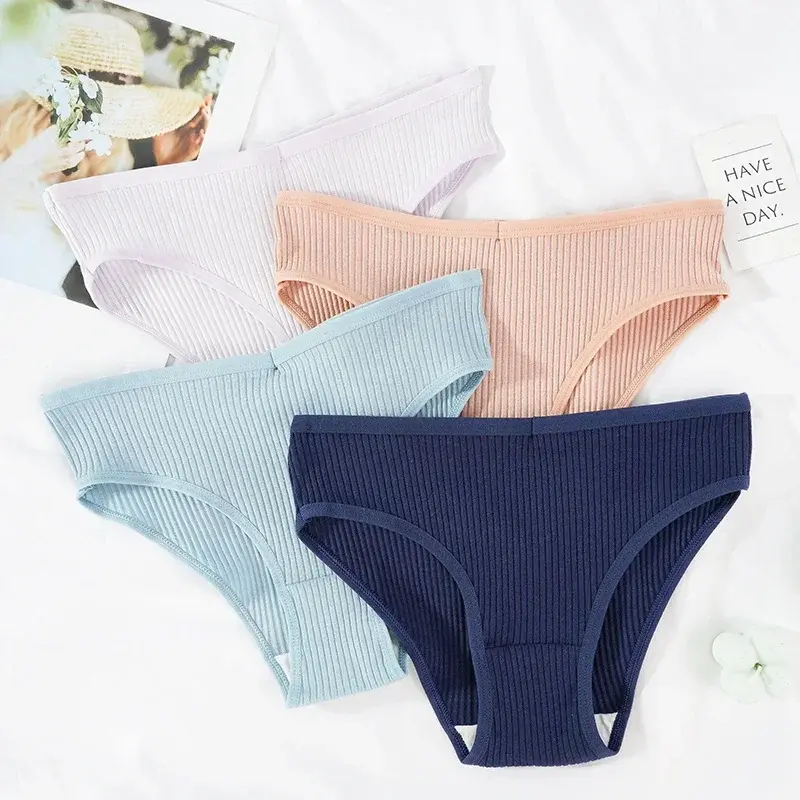 1PCS Women Cotton Panties Sexy Lingerie Female Underwear For Woman Underpant Briefs Girls Solid Colors Intimate Panty