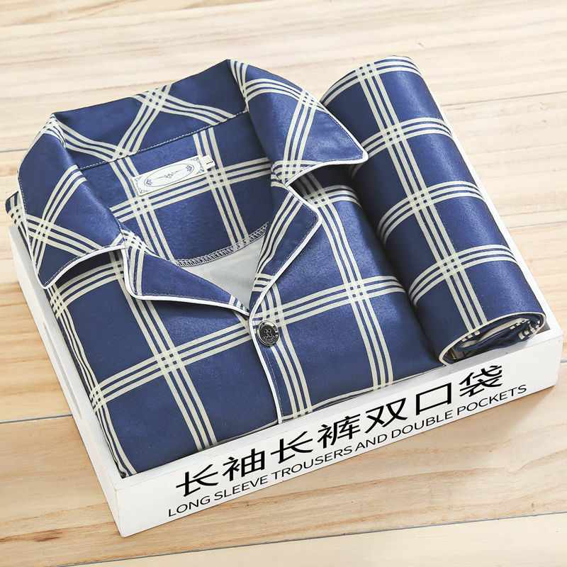 Nam Bộ Đồ Ngủ Thu Mới Dài Tay Bộ Pyjama Hai Mảnh Hàn Quốc Rời Sọc Pijamas Phù Hợp Với Nam Casual Đồ Ngủ Ngủ Quần Áo bộ