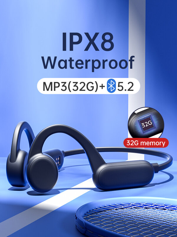 샤오미-소니 무선 이어폰 수영 골전도 블루투스 IPX8 방수 헤드폰, 32G RAM Mp3 음악 마이크