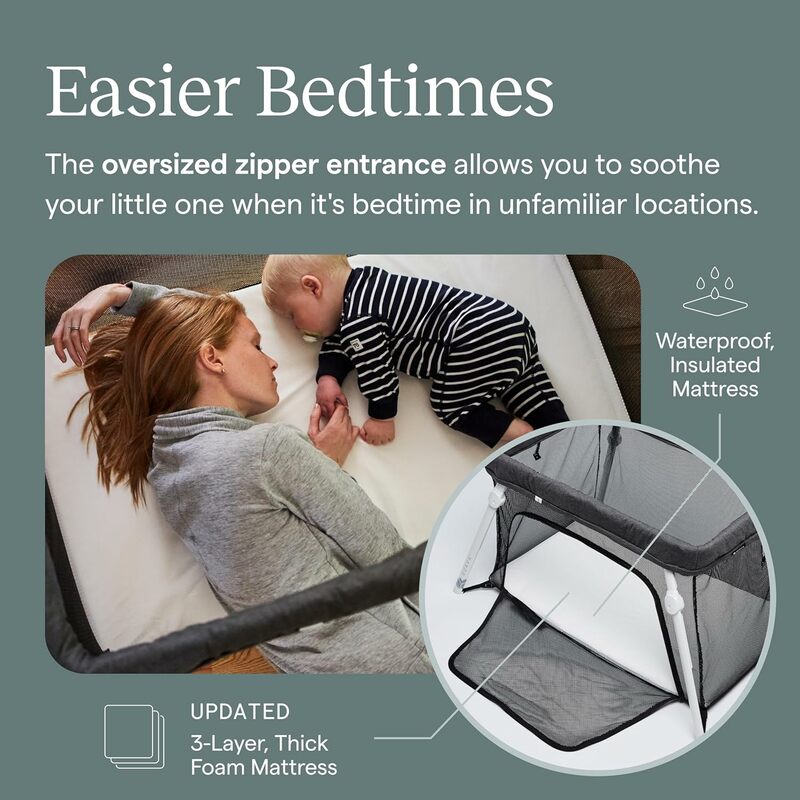 Berço portátil seguro do bebê, Folding Play Yard com colchão confortável para bebês e crianças, Compact Travel Bed, Certified