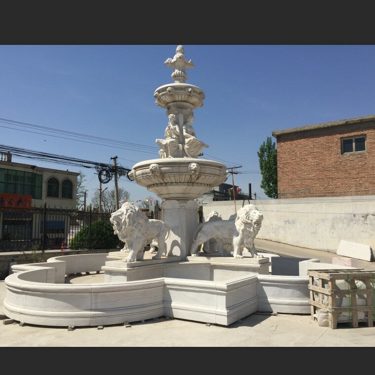 Fontaine d'eau en marbre de jardin extérieur de vente chaude, discutant des sculptures