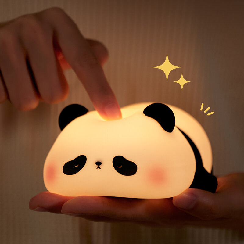Panda führte Nachtlicht niedlichen Silikon Nachtlicht USB wiederauf ladbare Touch Nacht lampe Schlafzimmer Timing Lampe Dekoration Kinder geschenk