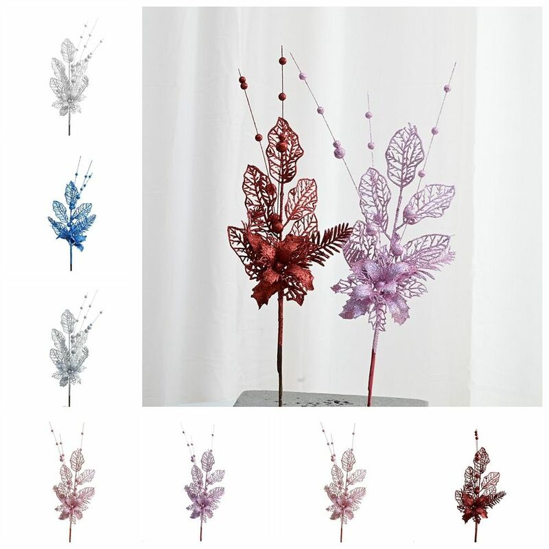 Glitter rami artificiali plastica multicolore fai da te simulato ramo di bacche ramo di bacche ornamenti per alberi di natale finti natale