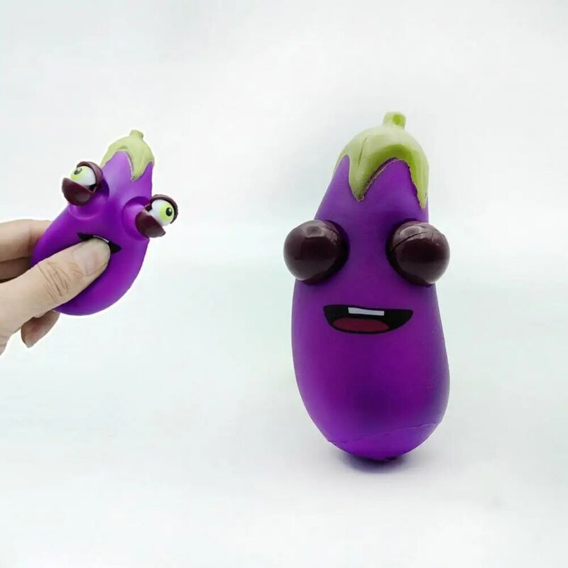 Cartoon Auberginen Stress abbau Auge knallen Auberginen Squeeze Spielzeug lustige Stress abbau Nachahmung Gemüse für Kinder für Langeweile