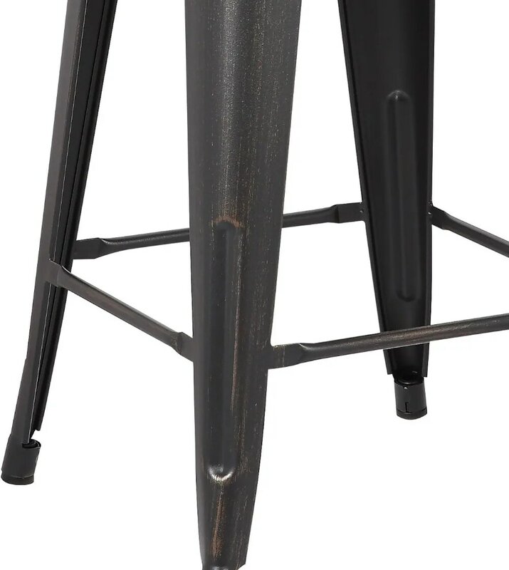Современные промышленные металлические барные стулья AC Pacific со стильной низкой спинкой, матовая отделка и резиновые колпачки для ножек, кухня