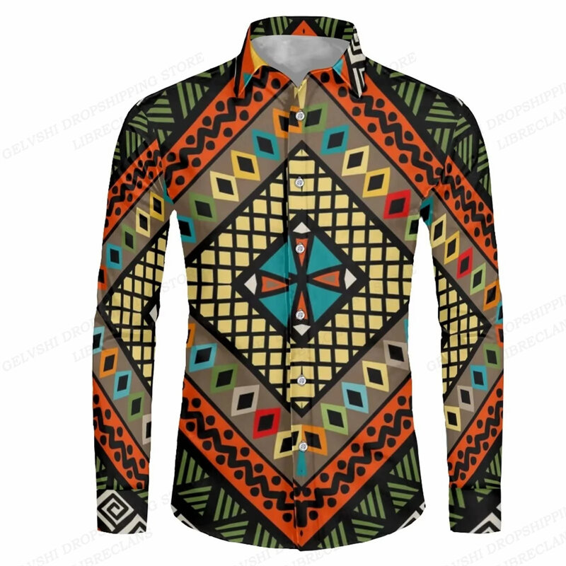 Neue Herren Knopf Hemd Dashiki afrikanischen Druck Langarm hemden Tops traditionelle Paar Kleidung Hip Hop ethnischen Stil Kleidung