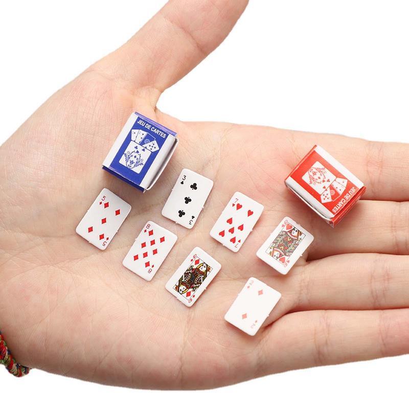 미니 포켓 카드 데크 휴대용 포커 카드, 미니 사이즈, 미니어처 인형 집 게임, 작은 파티 포커 카드 게임