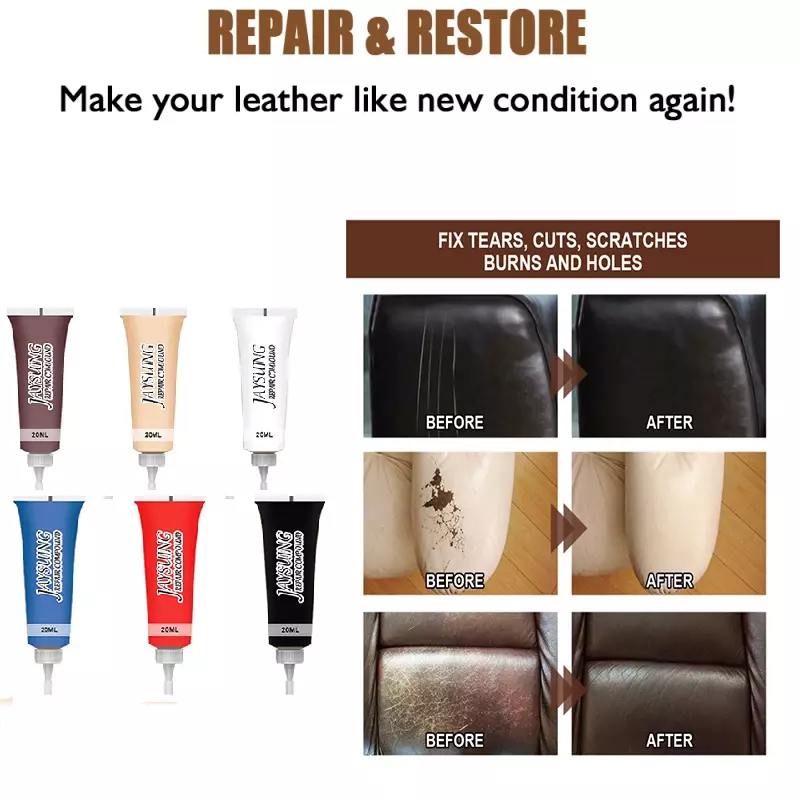 Car Leather Filler Repair Cream, Vinyl Scratch Restoration, Rachaduras Rips, Líquido Skin Cleaner, Acessórios de carro