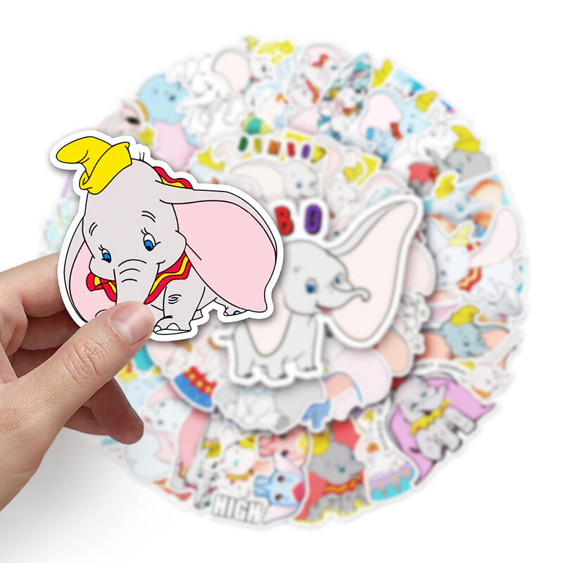 10/30/50 buah stiker Anime lucu kartun Dumbo stiker Decal anti air Dekorasi botol air buku tempel untuk anak-anak