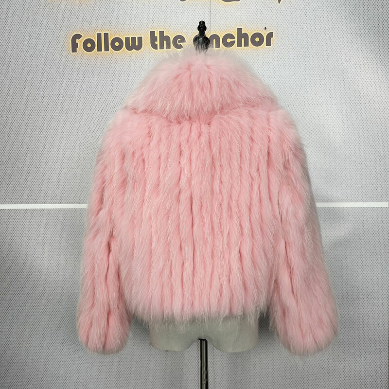 2024 Real Fox Fur Coat Sweet Strip Sewed Toghter Coat Women Real Fur Jacket Casacos Winter Fashion Fur coat